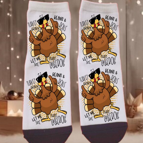 Thanksgiving Turkey Ankle Socks - Picture 1 of 4